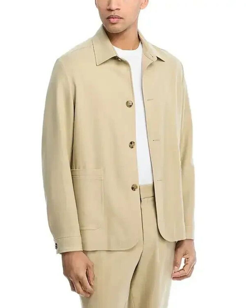 HUGO BOSS Jacket Mens Size 44 Tan Button Up Relaxed Fit Overshirt CARPER $645